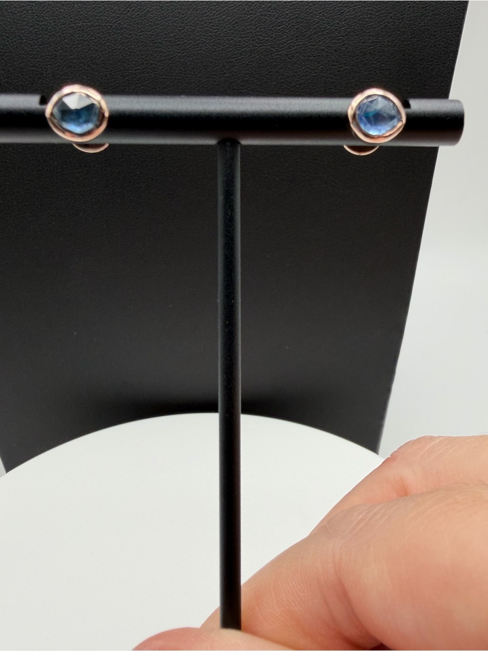 MONICA VINADER 18K Rose Gold Vermeil and Blue Stone Stud Earrings